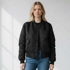 Everlane Women's XXS Nylon Lined Bomber Jacket Full‎ Zip Black EUC